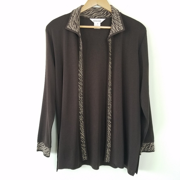 Exclusively Misook Brown Animal Print Cardigan, M - Picture 1 of 7
